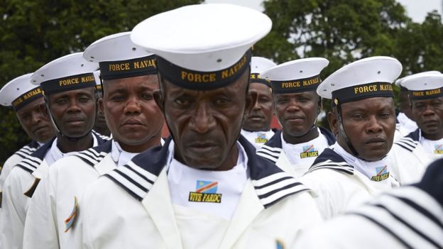 Naval officers in the grounds of the presidential palace in Kinshasa, DR Congo - Thursday 24 January 2019